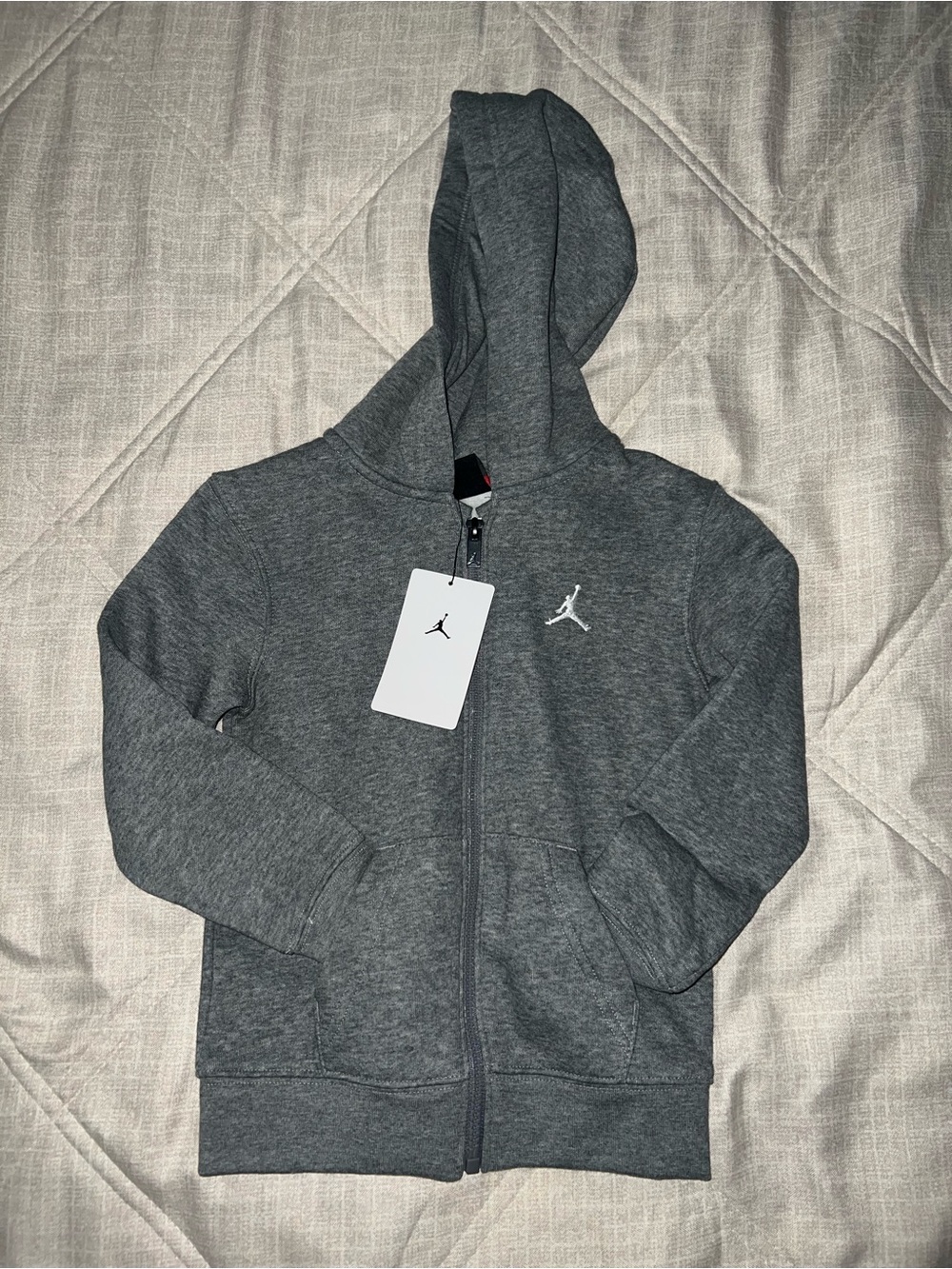 Jordan Gray Full-Zip Hoodie with White Jumpman